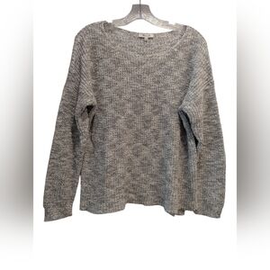 Madewell Marled Knit Gray White Scoop Neck Sweater Size L *EUC